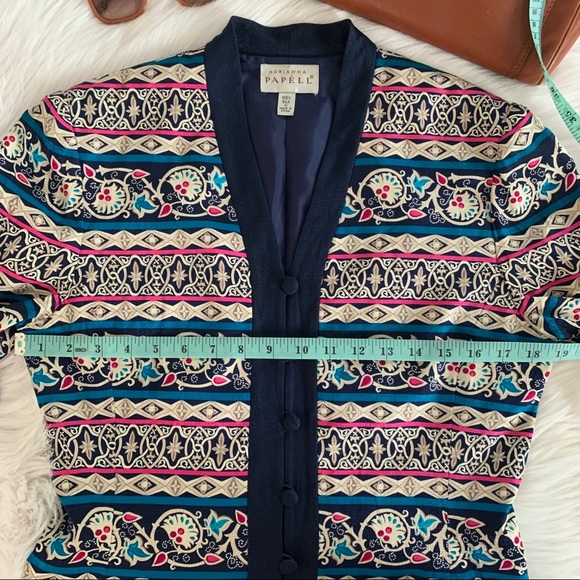 Vintage ADRIANNA PAPÉLL silk boho patterned blazer - Picture 10 of 12